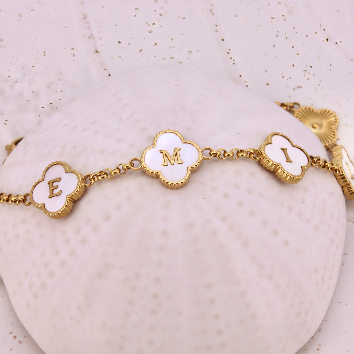 clover engraved bracelet