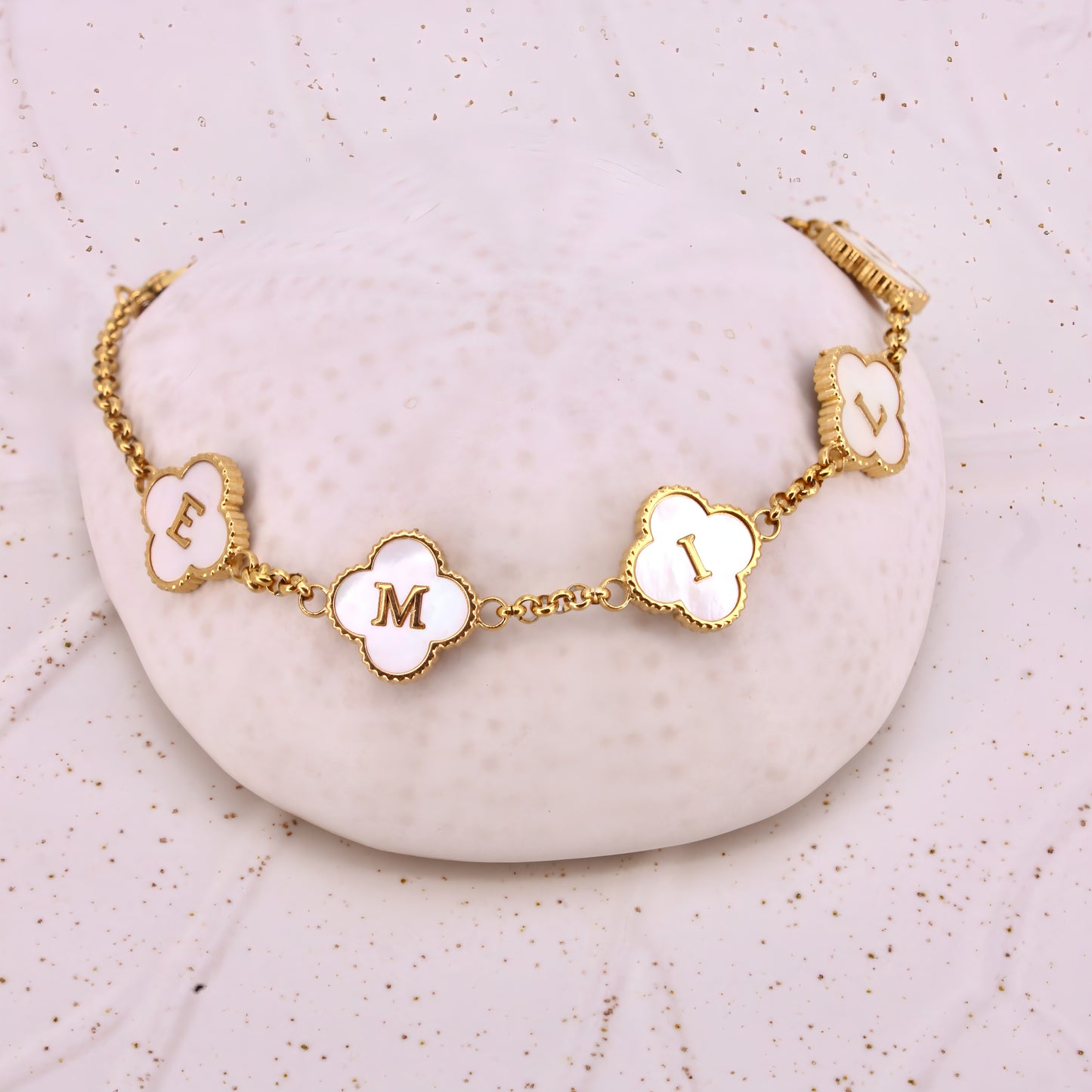 clover engraved bracelet