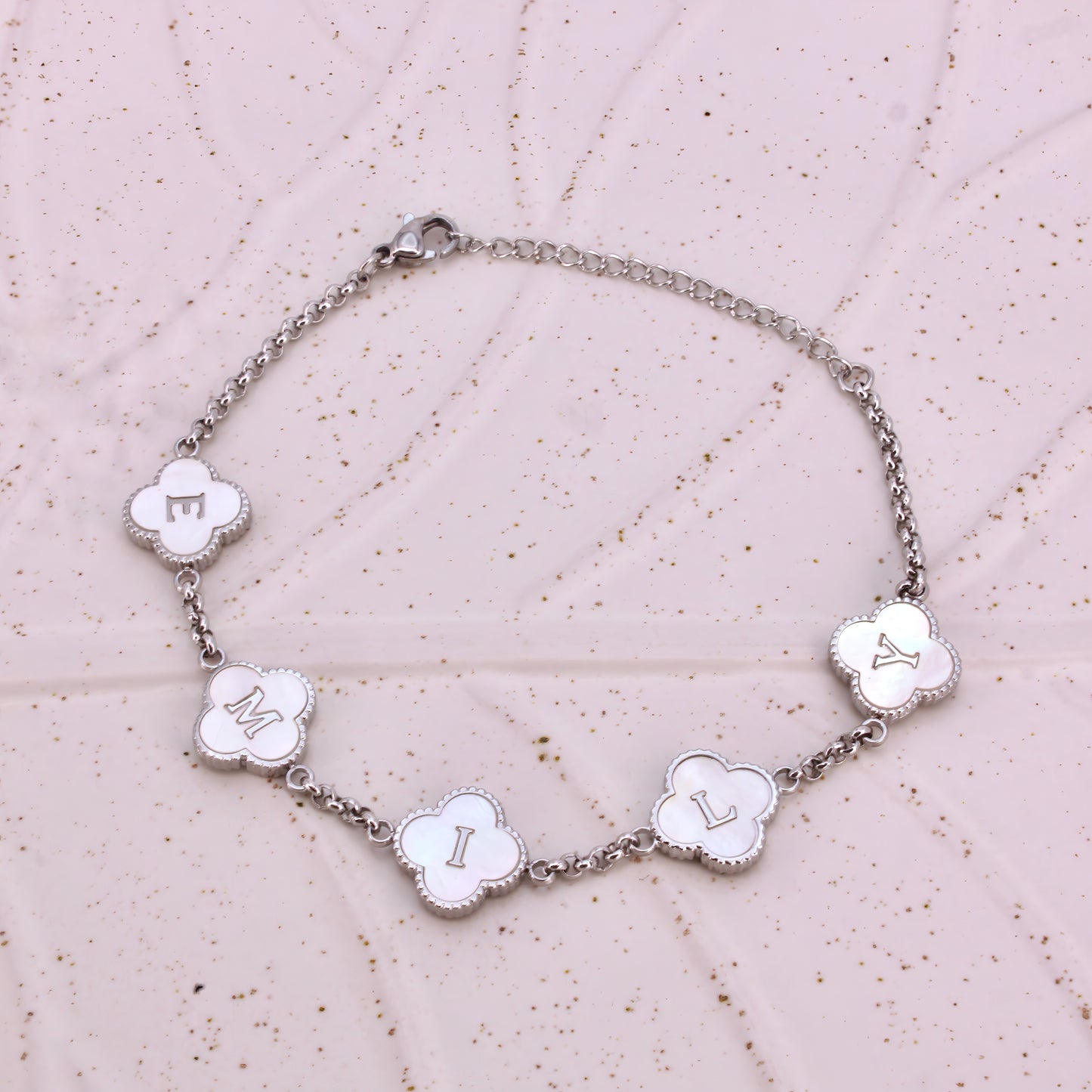 clover engraved bracelet