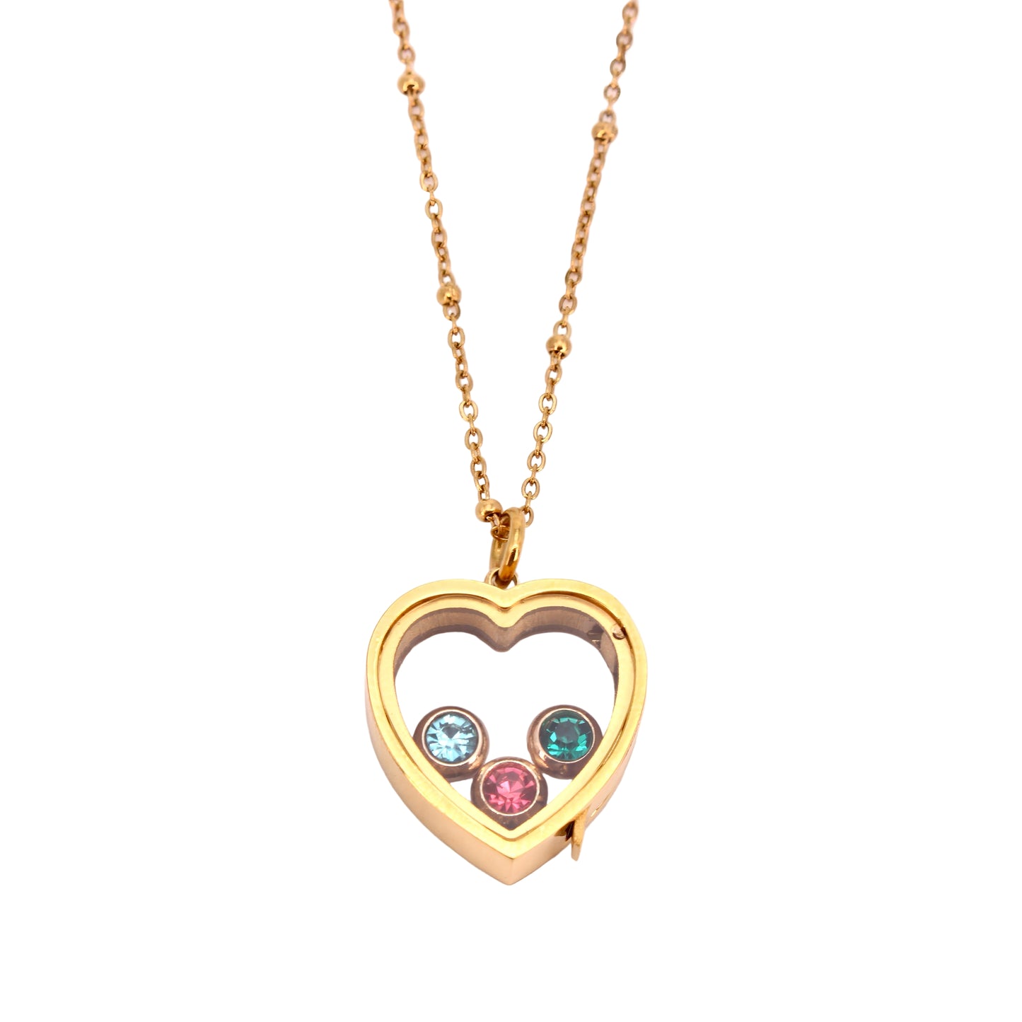 floating heart birthstone necklace