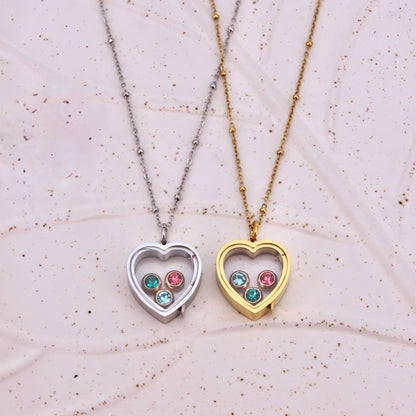 Floating Heart Birthstone Necklace