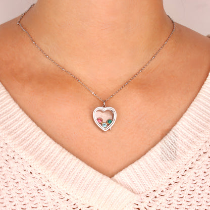 Floating Heart Birthstone Necklace