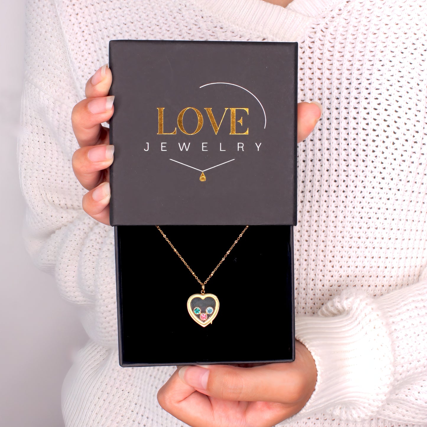 floating heart birthstone necklace