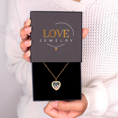 Floating Heart Birthstone Necklace