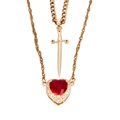 Heart & Sword Couple's Necklace