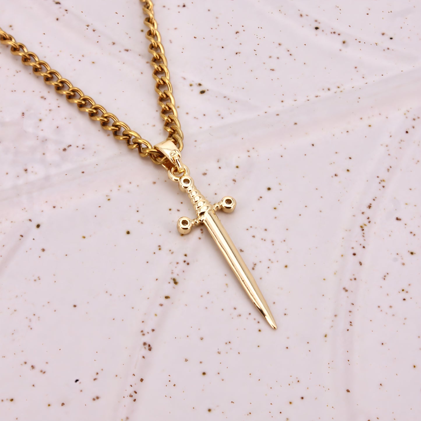 heart & sword couple's necklace