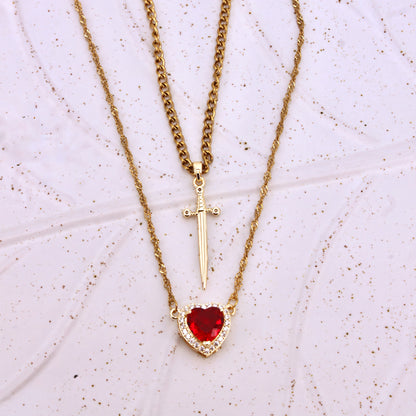 Heart & Sword Couple's Necklace