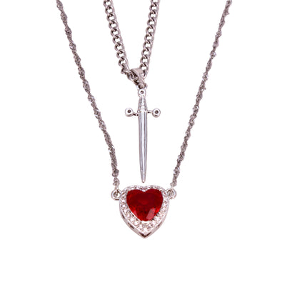 Heart & Sword Couple's Necklace