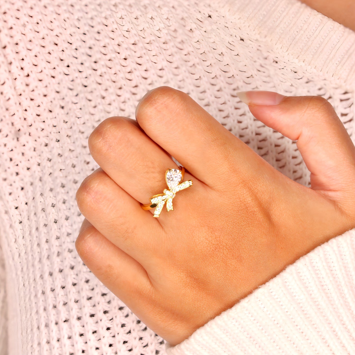 tiny bow tie ring