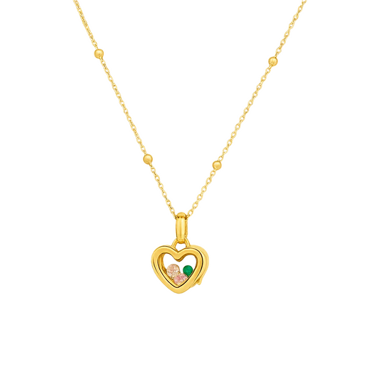 Floating Heart Birthstone Necklace