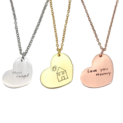 Handwriting Necklace Heart Pendant