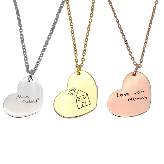 Handwriting Necklace Heart Pendant