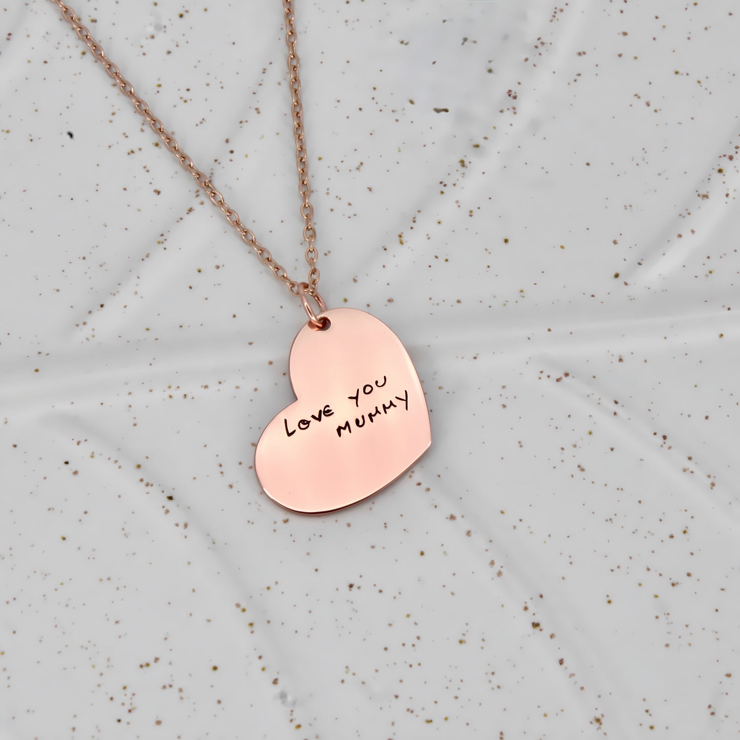 handwriting necklace heart pendant