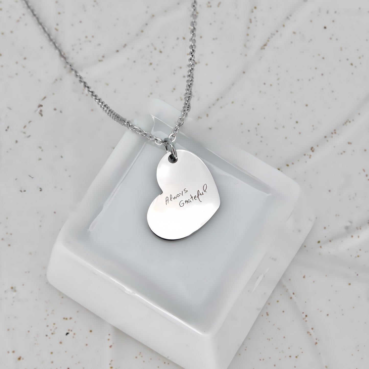 handwriting necklace heart pendant