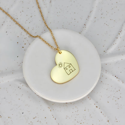 Handwriting Necklace Heart Pendant
