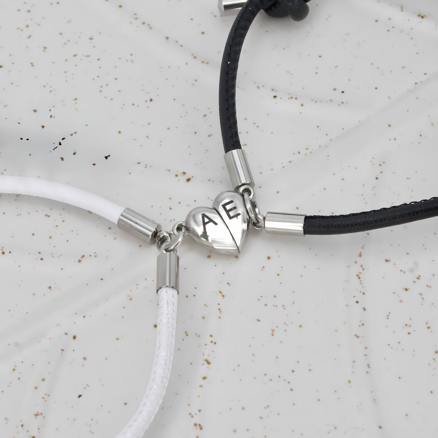 initial leather couple bracelets