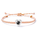 Special Heart Rope Projection Bracelet in silver on a white background