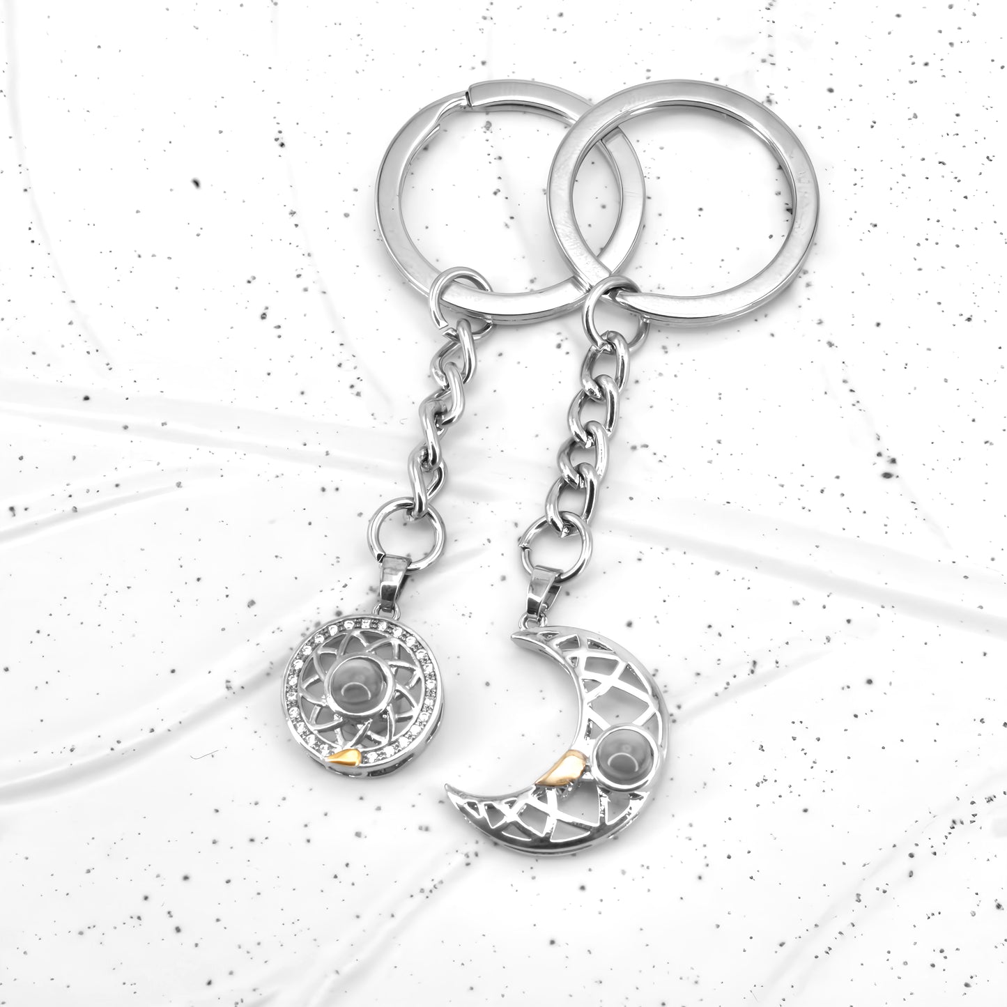 sun and moon matching projection keychains