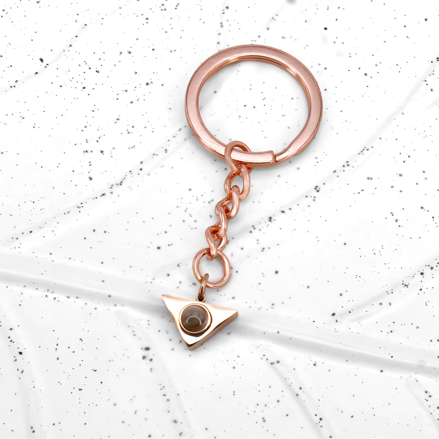 elegant triangle projection keychain