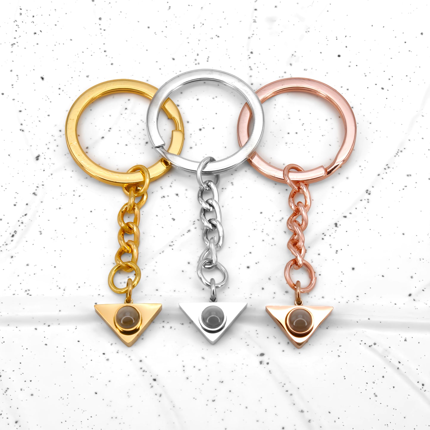 elegant triangle projection keychain