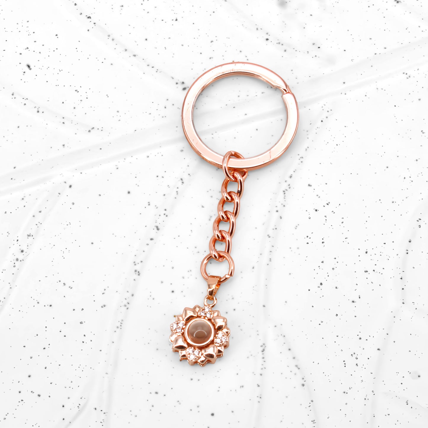 minimalist flower projection keychain