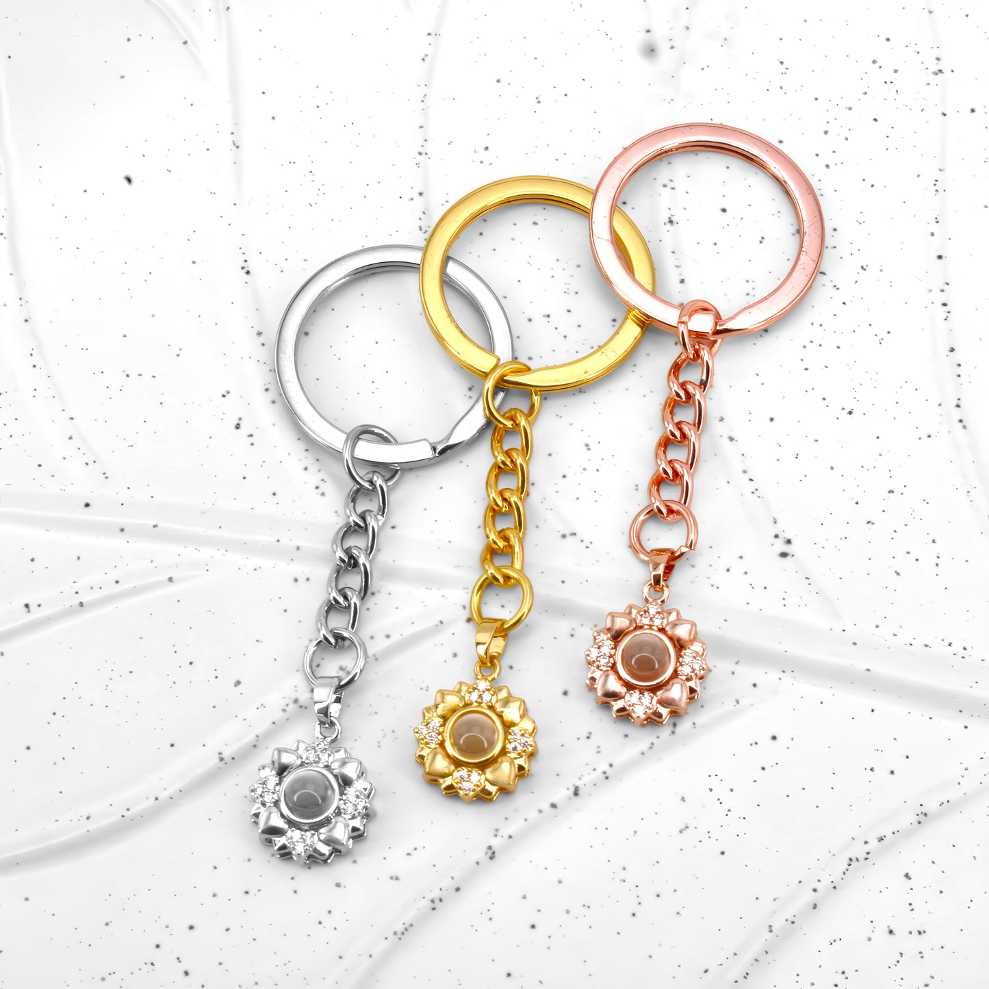 minimalist flower projection keychain