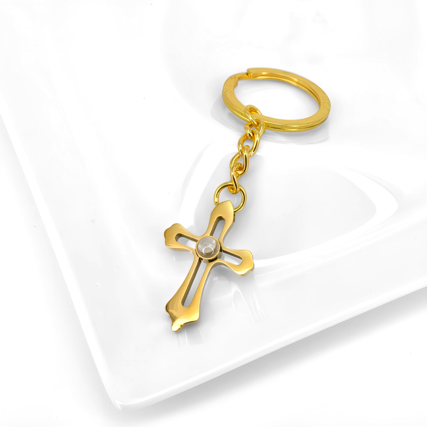 vintage cross projection keychain