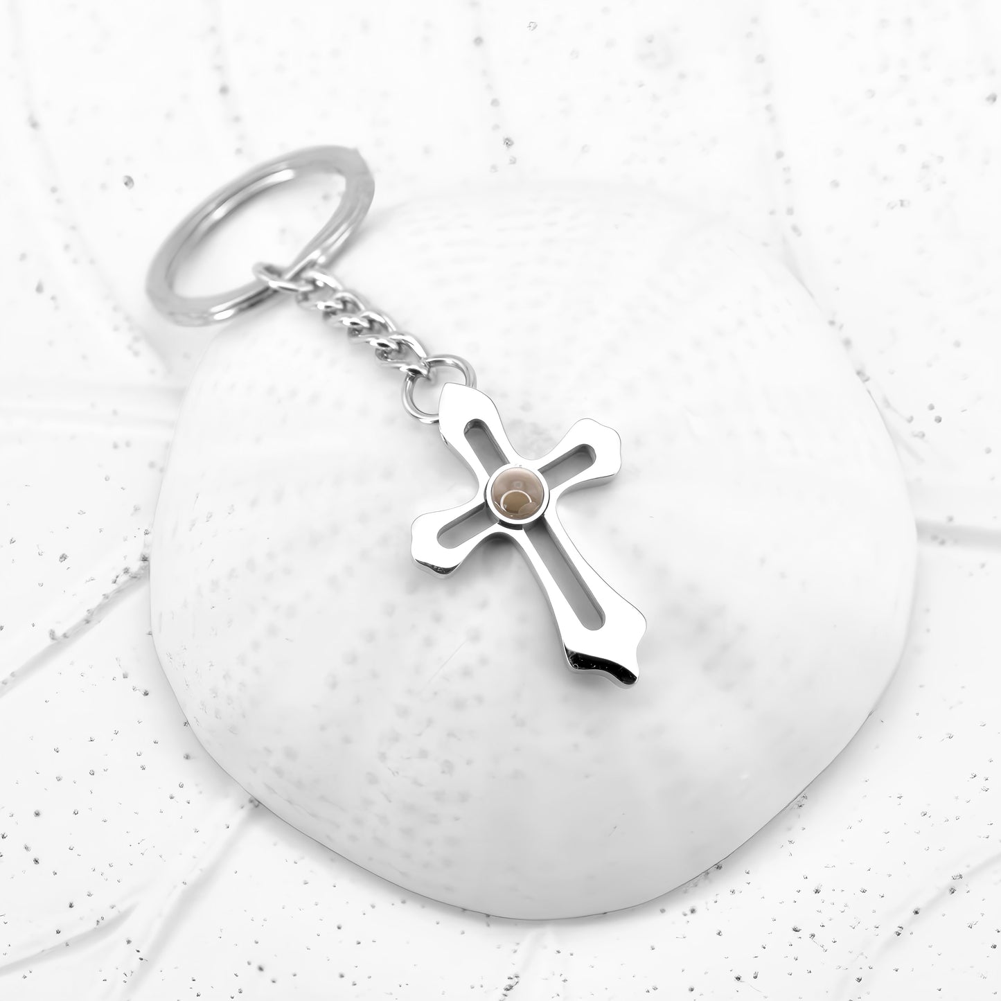 vintage cross projection keychain