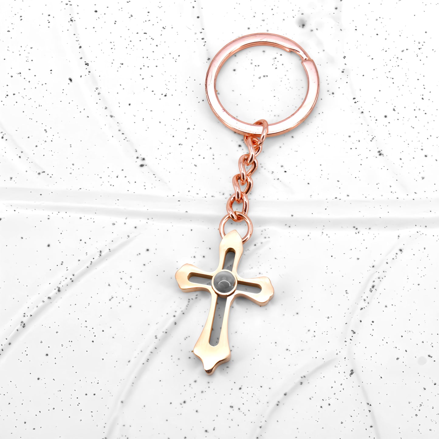 vintage cross projection keychain