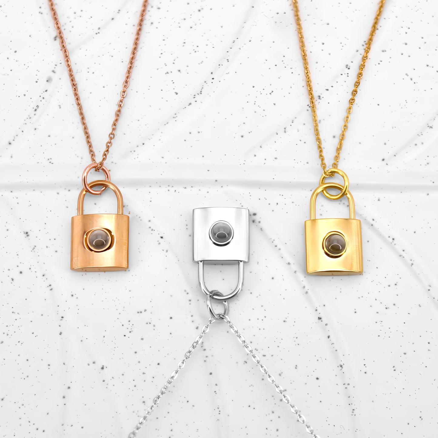 padlock pendant projection necklace