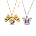 Butterfly Custom Photo Locket in silver and gold, on a white background