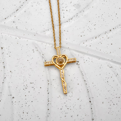 Minimalist Diamond Cross Projection Necklace