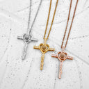 Minimalist Diamond Cross Projection Necklace