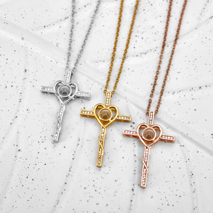 Minimalist Diamond Cross Projection Necklace