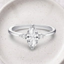 Marquise Ring in silver on a ceramic plate