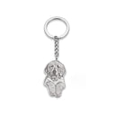 Silhouette Pet Photo Engraved Keychain in silver on a white background