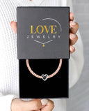 Special Heart Rope Projection Bracelet in silver, presented in a Love Jewelry gift box