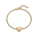 Gold Forever In My Heart Locket Bracelet with heart locket closed, on a white background
