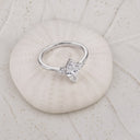 Marquise Ring in silver on a shell