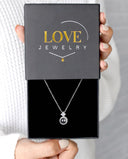 Forever In My Heart Projection Necklace in silver, presented in a Love Jewelry gift box