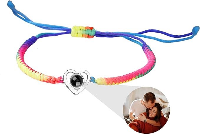 "rainbow heart projection bracelet: vibrant and stylish"