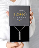 Bar Fingerprint Necklace in silver, presented in a Love Jewelry gift box