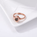 Eternal Flower Projection Ring in rose gold on a jewellery tray