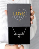 Custom Name Projection Necklace in silver, presented in a Love Jewelry gift box