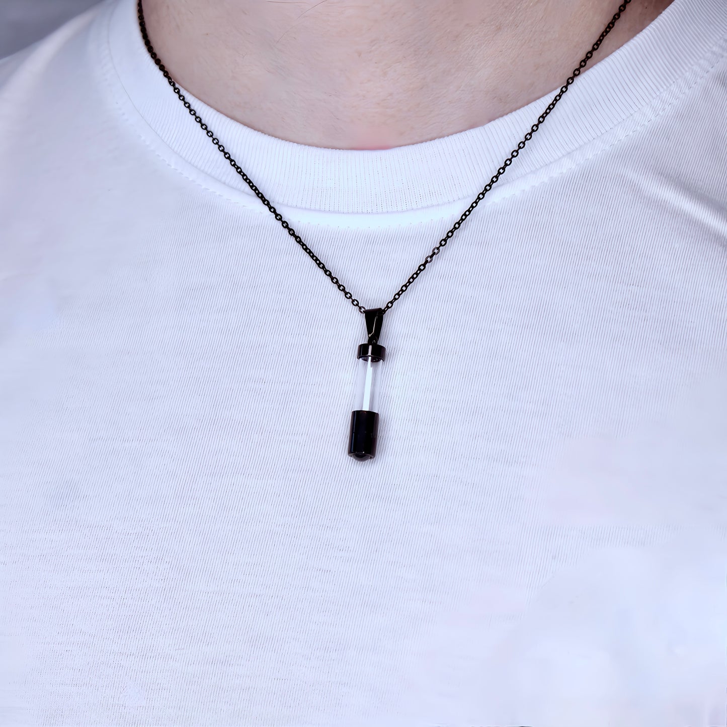 tiny container projection necklace