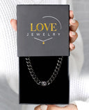 Men's Cuban Projection Bracelet in black, presented in a Love Jewelry gift box