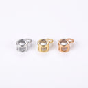 Minimalist Projection Charm in silver, gold and rose gold on a white background