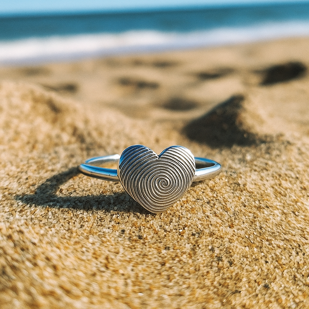 small heart fingerprint ring