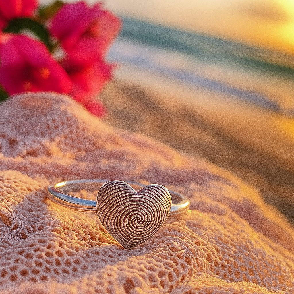small heart fingerprint ring