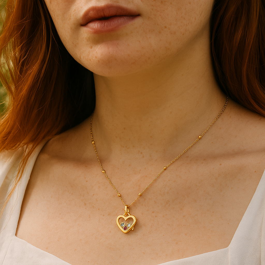 floating heart birthstone necklace